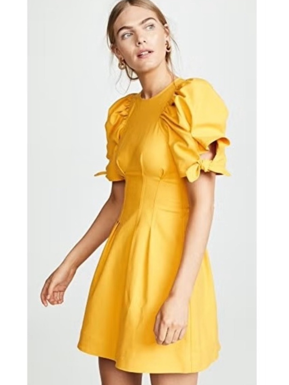 Sea New York Women’s Lennox Puff Sleeve Yellow Fit & Flare Mini Dress Size 4 - Picture 12 of 12